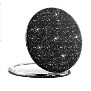 Sparkling Black & Silver Compact Mirror, NWT